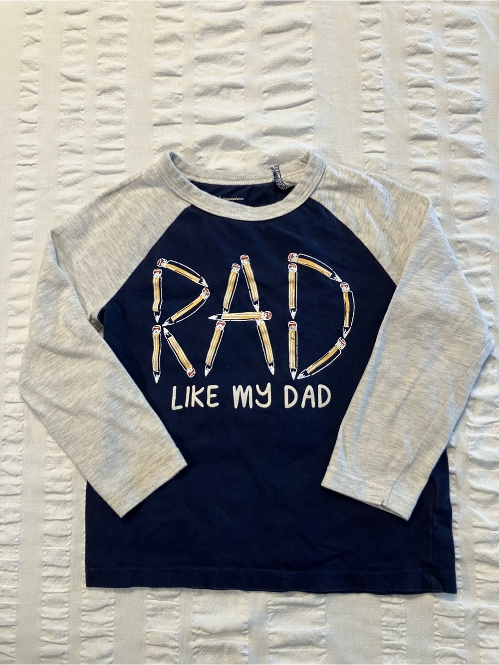 First Impressions Navy Body with Light Gray Raglan Sleeves Long-Sleeve Tee